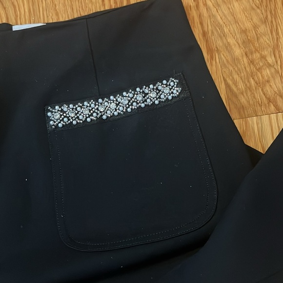 Anthropologie The Colette Cropped Wide-Leg Pants Rhinestone Ed Size 32 NWT - Picture 10 of 15